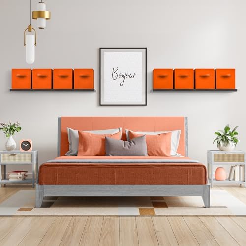 Sorbus Fabric Storage Cubes, 8 Pack, with Handles (13 Inch, Orange) - Image 2