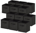 Nestl Foldable Storage Bins - 12 Cube Organizer With Handles for Closet, Bedroom, Playroom - 11-Inch Black Fabric Baskets by Nestl