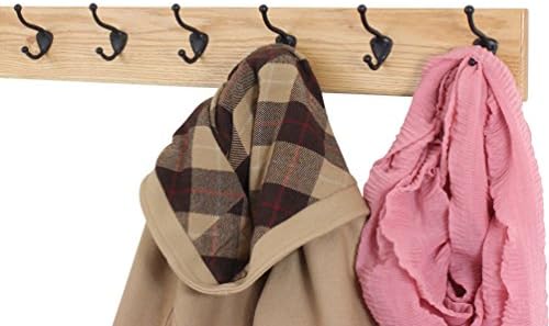 PegandRail Oak Wall Mounted Coat Rack with Bronze Hooks (Natural, 30.5" x 4.5" with 6 Hooks) - Image 2