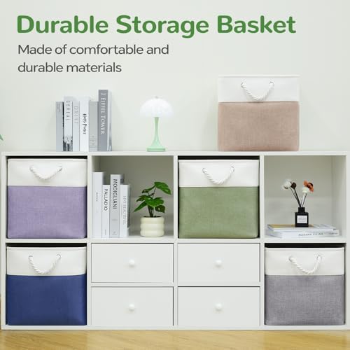 13x13 Inch Foldable Fabric Cube Storage Bins with Handles 6 Pack - Image 6