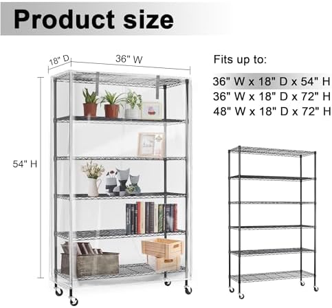 Wire Shelving Cover 36" x 18" x 54" Dustproof Rack Cover Clear PVC - Image 3