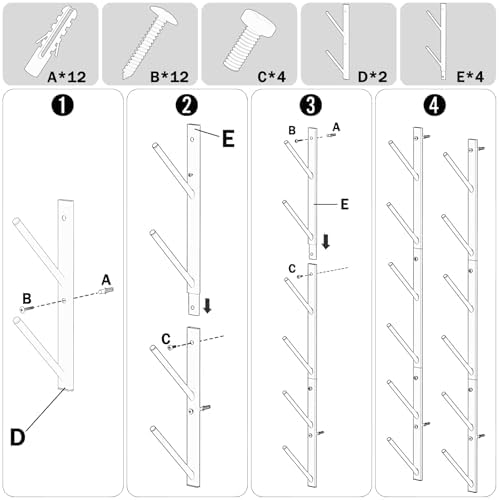 Linone Skateboard Wall Mount, 6-Tier Skate Board Rack Wall Mount, Snowboard Storage Longboard Deck Organizer, Skateboard Wall Display Hanger Holder - Image 5