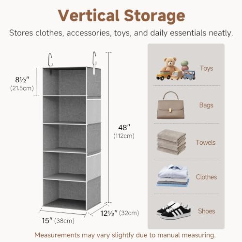 StorageWorks Hanging Closet Organizer for Small Closets, 5 Shelf - Image 3