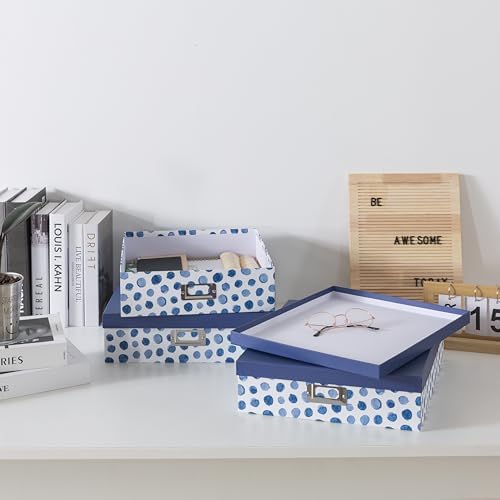 Soul & Lane - Decorative Storage Boxes with Lids, Set of 3, Blue Spots - Image 6