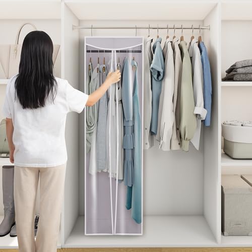 Garment Bags for Hanging Clothes Storage, Long Garment Cover with Zippered Clear Window for Closet Wardrobe Clothes Rack Organizer, Hanging Garment Bags for Dresses, Suits, 2 Pack, Gray - Image 2