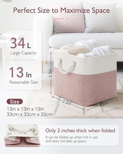 Patvingot 13-Inch Fabric Cube Storage Bins with Handles,4 Pack,Foldable - Image 2