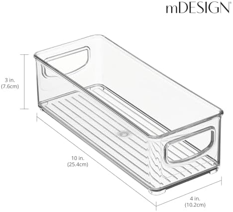 mDesign Small Plastic Office Storage Container Bins with Handles for Organization in Filing Cabinet, Closet Shelf, or Desk Drawers, Organizer for Notes, Pens, Pencils, Ligne Collection, 6 Pack - Clear - Image 3
