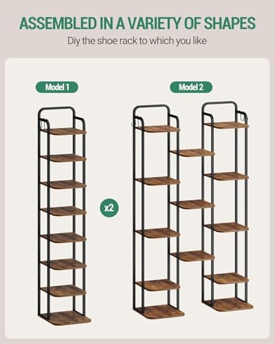 Hzuaneri 8 Tiers Vertical Shoe Rack, Tall Shoe Shelf with 2 Hooks - Image 5