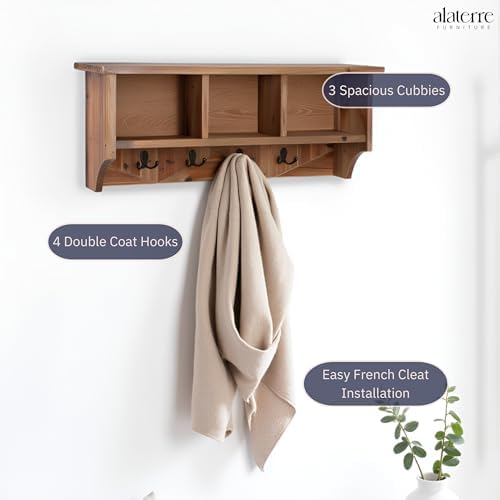Alaterre Furniture Revive Wall Mounted Coat Rack, Natural, 36”x9”x14” - Image 4