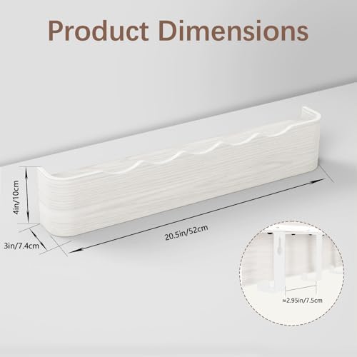 Coat Rack Wall Mount with Hidden Hooks, Wall Hooks with Shelf, Wall Key Holder Mount Wooden Shelf Entryway Hooks for Bedroom Bathroom for Hanging Coats Hats Bags Towels (White Wave-Shape, 5 Hooks) - Image 2