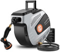 SUNPOW Retractable Garden Hose Reel - 1/2 inch x 50ft Heavy Duty Wall Mounted Hose Reel with 3/4 inch Brass Fitting & 10 Sprayer Nozzle - Any Length Lock, Auto Rewind System, 180°Swivel Bracket- Grey by SUNPOW