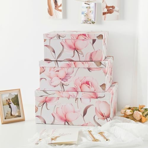 Soul & Lane - Peonies Paradise Decorative Storage Boxes with Lids, Set of 3 - Image 4