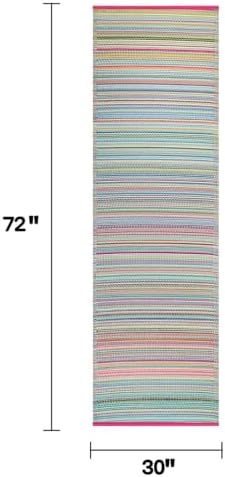 Fab Habitat Outdoor Rug - Waterproof, Fade Resistant, Crease-Free - Premium Recycled Plastic - Striped - Porch, Deck, Balcony, Mudroom, Laundry Room, Patio - Cancun - Candy - 2.5 x 8 ft Runner - Image 2