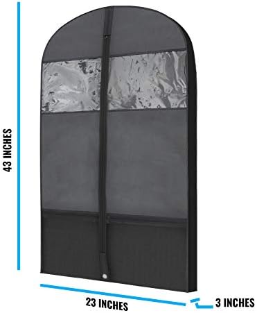 Plixio Gusseted Garment Bags Suit Bag for Travel and Clothing Storage of Dresses, Dress Shirts, Coats— Includes Zipper Pockets and Large Transparent Window (10 Pack: 43" x 24" x 3.4") - Image 3