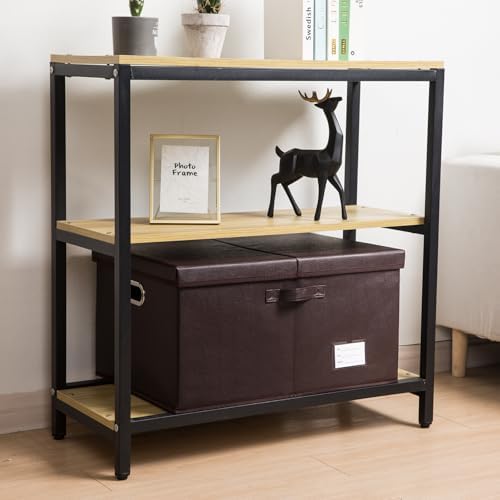 PRANDOM Collapsible Storage Box with Lid [3-Pack] Leather Fabric Foldable Storage Bin Organizer Container Basket Cube with Cover for Home Bedroom Closet Office Nursery Brown(22.8X15.7X11.8) - Image 2
