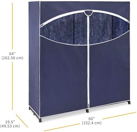 Whitmor Extra-Wide Portable Clothes Closet - 60 Inches Wide - Store Seasonal Clothing - Blue - Image 7