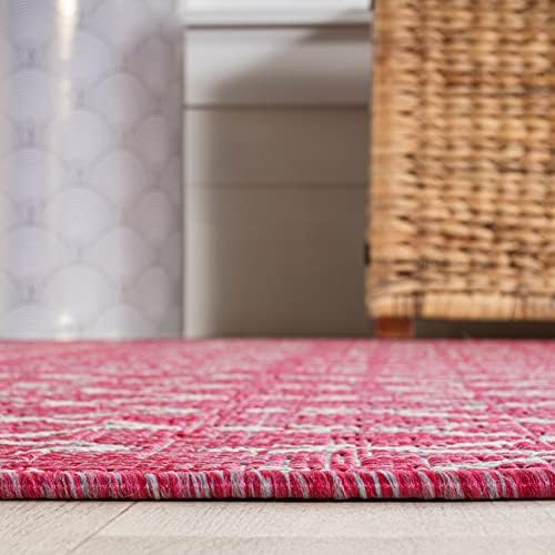 Eyely Moroccan Woven Square Rug 5X5 Fuchsia/Lt Gray, Indoor Outdoor Rug - Image 4