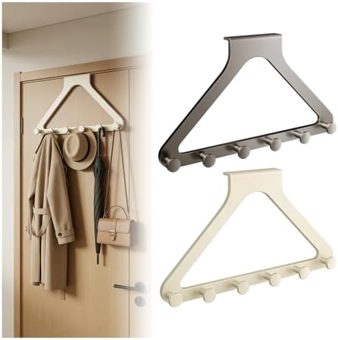 Over the Door Hanger Organizer, Home Storage Hooks, Gray＆Beige, 2 Pcs by Fodeuxp