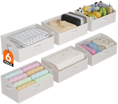 Lifewit Trapezoid Closet Storage Bin for Shelf, 6 Packs 23L, White by Lifewit