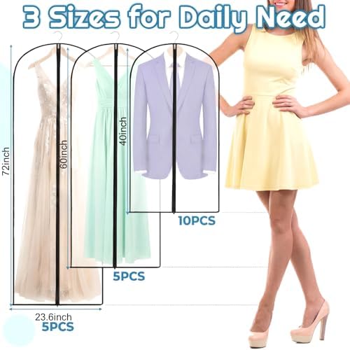 Amylove 20 Pcs 40/60/72" Suit Garment Bags for Closet Storage and Travel - Image 2
