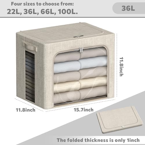 FHSQX 6 Pack Clothes Storage Bins, Beige 15.7x11.8x11.8inch (36L) - Image 4