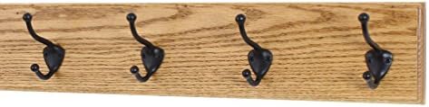 PegandRail Oak Wall Mounted Coat Rack with Bronze Hooks 4.5" Ultra Wide (Golden Oak, 20" x 4.5" with 4 Hooks) by PEG+AND+RAIL