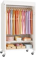 ULIFHOME P6C Rolling Clothes Rack with Cover, 3-Tier Covered Clothing Rack by UlifHome