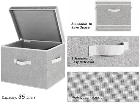 StorageWorks Fabric Storage Bins with Lids, Closet Storage Bins - Image 3