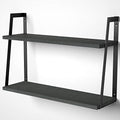 SRIWATANA Black 2-Tier Floating Wall Shelves, Rustic Wood Storage Shelf Set by SRIWATANA