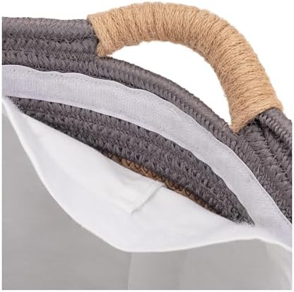 Seville Classics Premium Natural Handwoven Portable Laundry Bin Basket with Carrying Handles, Household Storage for Clothes, Linens, Sheets, Hamper with Liner, Gray - Image 6