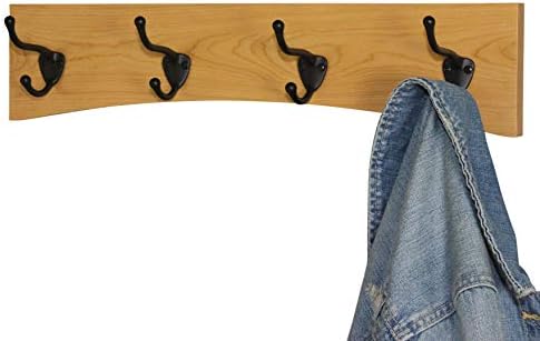 Solid Cherry Arched Wall Mounted Coat Rack Bronze Hat & Coat Hooks - Made in The USA (Cherry, 30.5" x 4.5" with 6 Hooks) - Image 4
