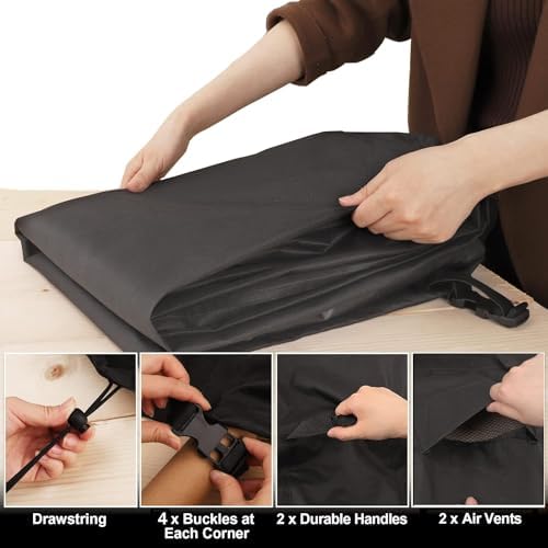 Picnic Table Cover Waterproof 96 Inch 600D Oxford Outdoor Table Cover with Bench Covers for Winter DustProof Heavy Duty (Black, 8Ft-96in) - Image 3