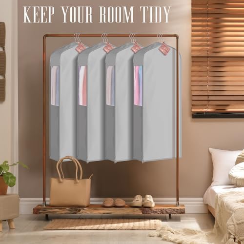 Briwooody Cotton Garment Bags, 2 Sets, Moth Protection,40 x 24 x 6 in, Grey - Image 5