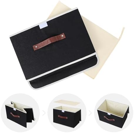 ANMINY Fabric Storage Box Bins with Lids, Black, 15"x10"x10", 4 Pack - Image 6