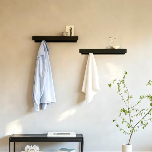 Coat Rack Wall Mount, 2-in-1 Wall Floating Shelf with 6 Hidden Coat Hooks by Unknown