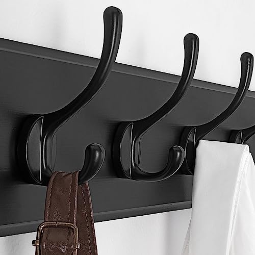 SKOLOO Rustic Wall Mounted Coat Rack, 10 Hooks, 38", Solid Wood, Black - Image 4