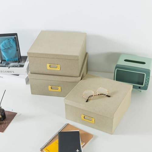 Soul & Lane - Light Gray Decorative Storage Boxes with Lids, Set of 3 - Image 3