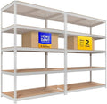 HOMEDANT 47.7" W Deep 5 Tier Heavy Duty Garage Shelving Adjustable Metal Rack Storage Shelves Standing Shelf Unit Organizers Industrial Warehouse Basement White 2Pack by TheBestOrganizingSolution