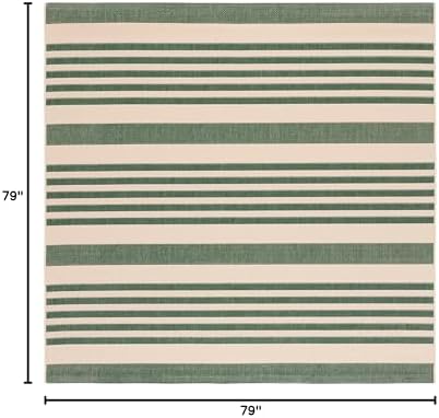 SAFAVIEH Courtyard Outdoor Square Rug 6'7", Beige & Dark Green CY6062-322 - Image 2