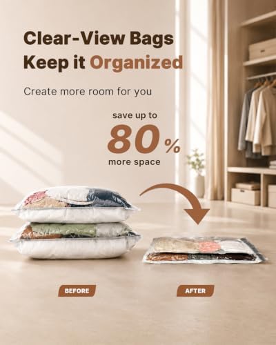 Vacbird Vacuum Seal Bags for Clothing, 20 Pack Vacuum Storage Bags with Rechargeable Cordless Air Pump(5J+5L+5M+5S), Space Saver Bags for Clothes Blanket Duvets Pillows Comforters Travel - Image 4