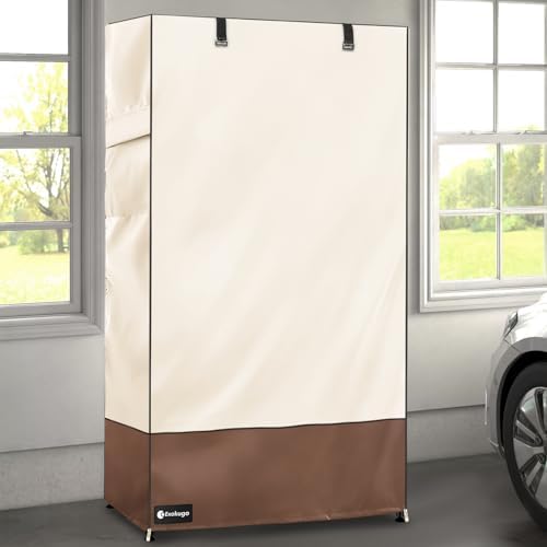 Wire Shelf Cover,600D Heavy Duty 100% Waterproof Shelf Covers for Wire Shelving,Outdoor Storage Shelves Cover for Metal Rack,36" W x 18" D x 72" H,Beige & Brown - Image 2
