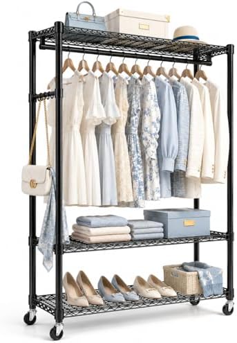 Clothes Rack Heavy Duty Rolling Closet for Hanging Clothes by ORCHIDLEAF-HOME