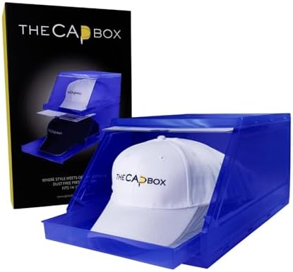 The CapBox 2.0 (2 Pack Blue) Hat Organizer for Baseball Caps, Stackable Sliding Tray Hat Rack & Hat Holder Hat Hanger Cap Storage Container 2 Yr. Warranty Anti Tilting & Tray Stopper - Image 2