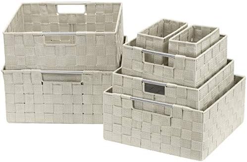 Sorbus Baskets for Organizing, 7-Piece Hand-Woven Storage Set (Beige) by Sorbus