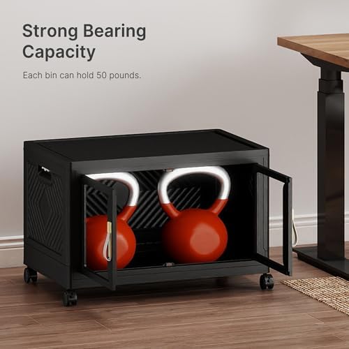 184QT Stackable Storage Bins with Lids, 46Gal Foldable Storage Cabinets - Image 4