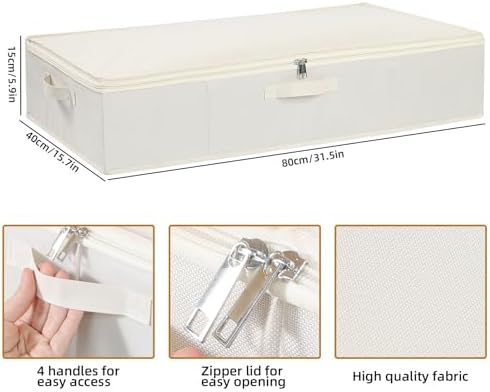 Underbed Storage Organizers,Beige,3 Pack,31.5x15.7x5.9 Inch - Image 5