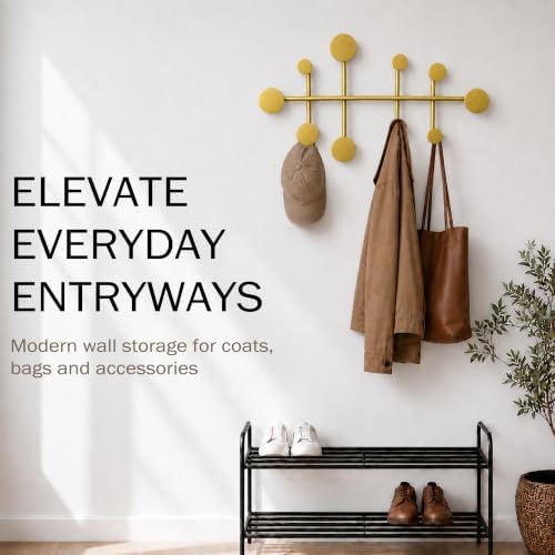 Wall Mounted Coat Rack, Minimalist Metal Coat Hooks for Entryway, Gold - Image 2