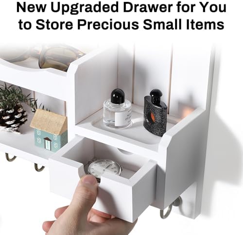 DOPACE Handcrafted Pine Wood Mail Organizer & Key Holder, White - Image 5