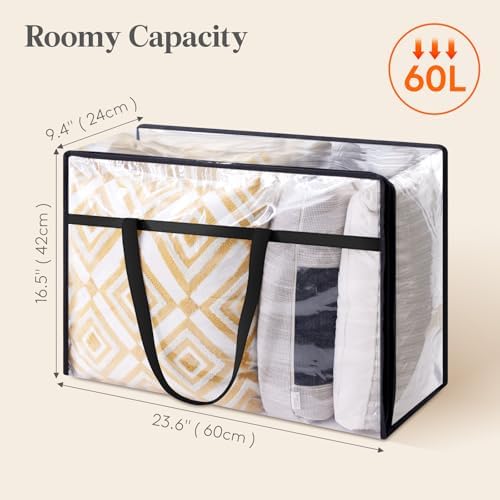 Lifewit 60L Clear Clothes Storage Bags,Plastic Foldable Blanket Storage Bag - Image 4