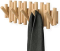 Umbra Picket Coat Rack, Wall Mount 5 Flip-Down Coat Hooks, Natural by Umbra